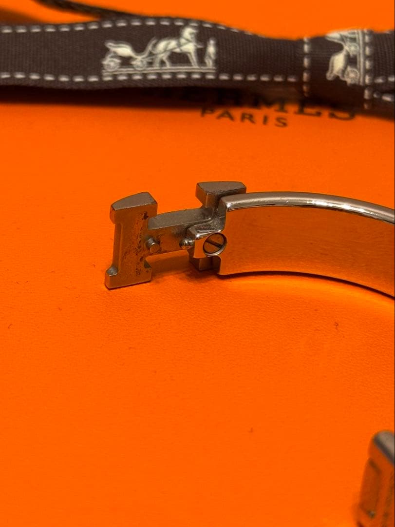 HERMES エナメルブレスレット 《クリックH》　ローズナカラット　シルバー