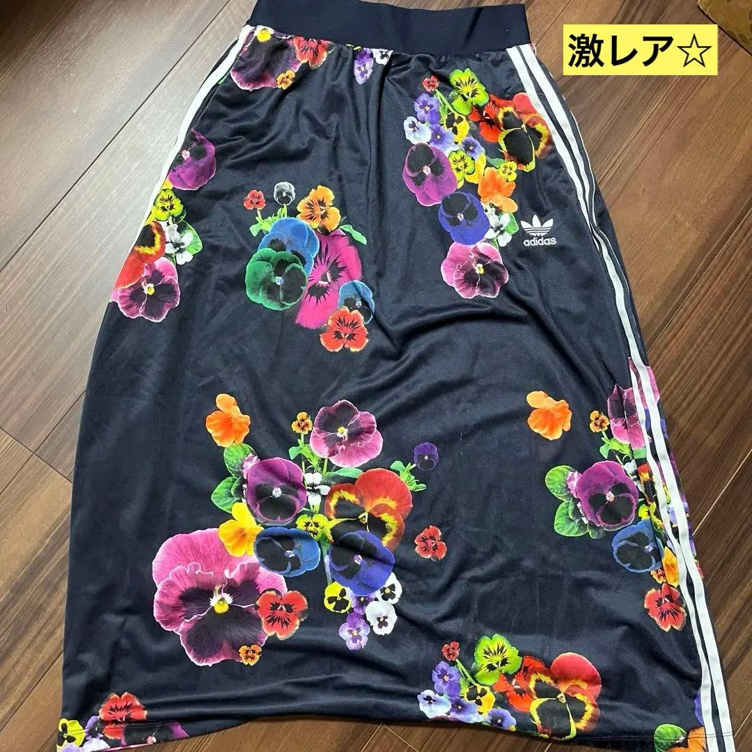 adidas アディダス 花柄スカート ラインスカート ジャージスカート