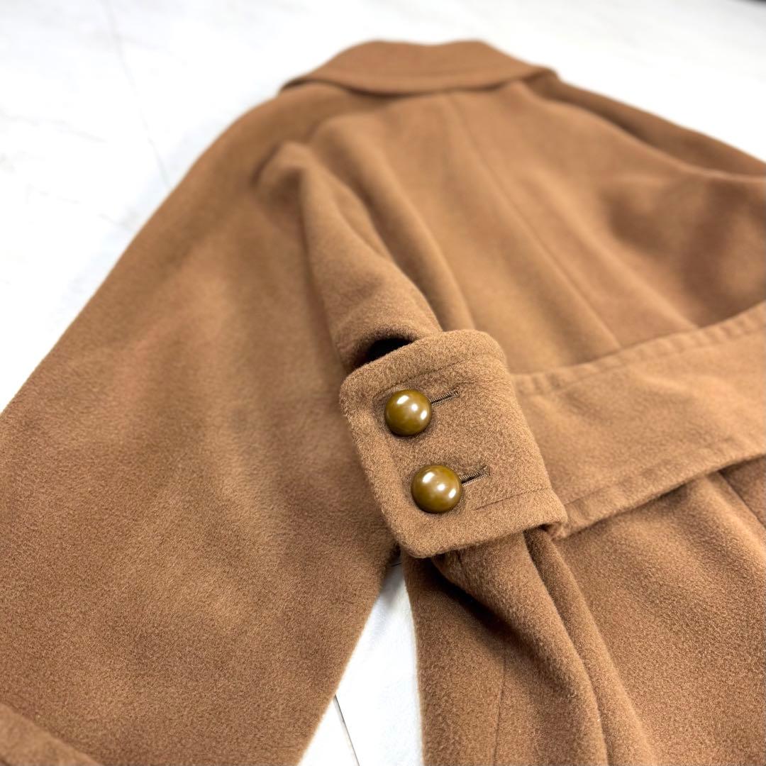 美品 イヴサンローラン 丸襟 ウール ロングコート ブラウン M - メルカリ