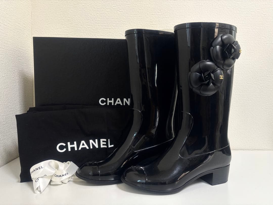 超美品 CHANEL シャネル カメリア ブラックラバー レインブーツ 36 楽天市場】【靴】CHANEL シャネル カメリア レインブーツ 長靴 ラバー