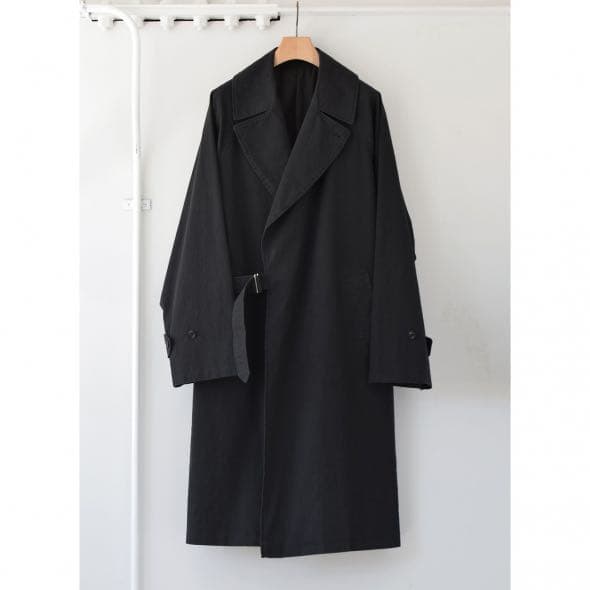 comoli コモリ ウォッシュドタイロッケンコート ブラック サイズ2