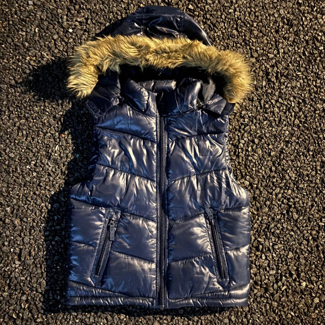 00s old GAP Y2K ファーダウンベスト 平成 グランジ ギャル男 - メルカリ