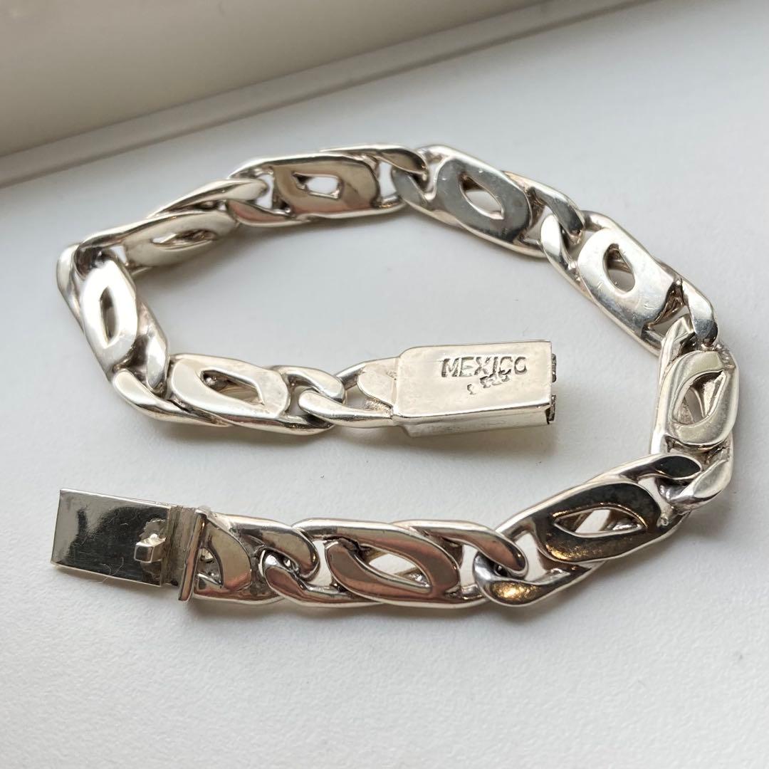 MEXICO シルバー 925 喜平 フィガロ チェーン ブレスレット シルバー925 チェーンブレスレット 中折れ フィガロチェーン