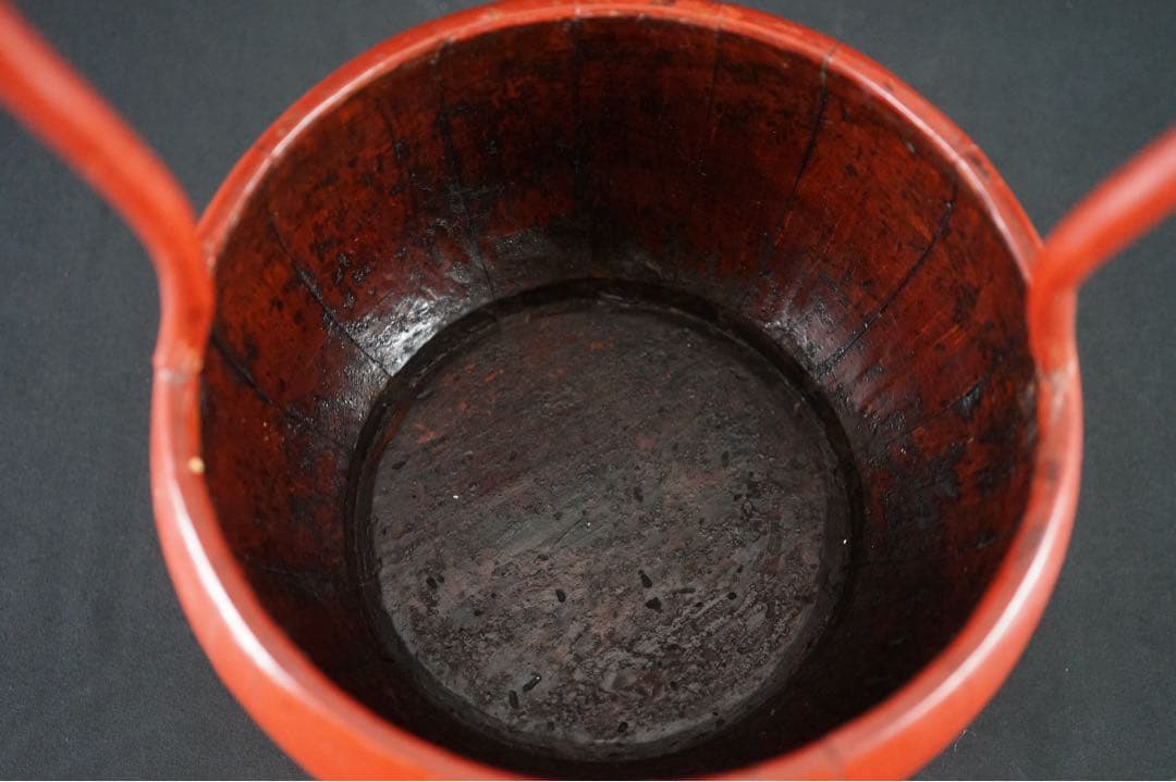 李朝 蓋物 朱漆塗 手桶 骨董 朝鮮古美術 時代物 - メルカリ