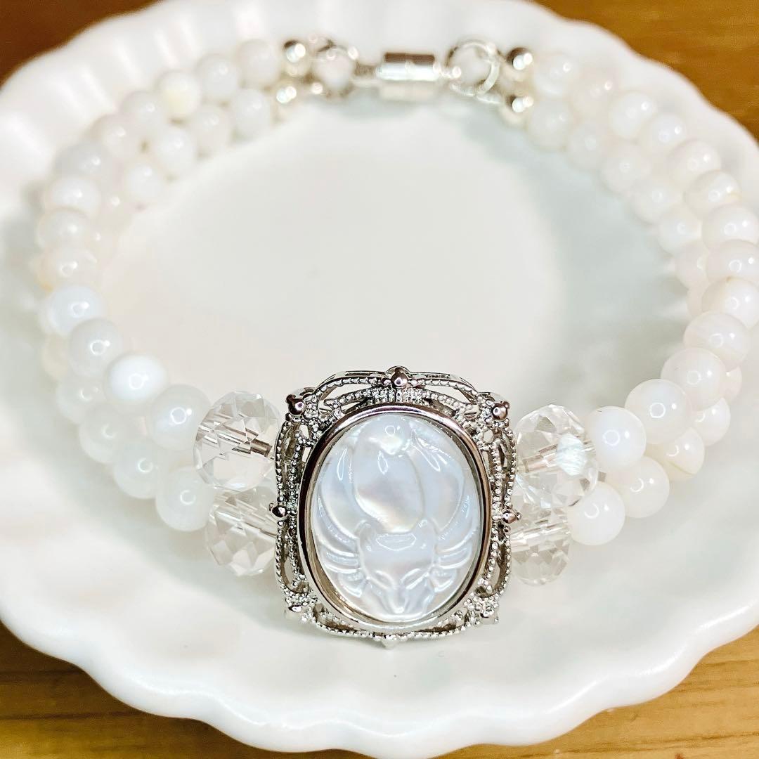 九尾シェル水晶ブレスレット 内径約16センチ - メルカリ