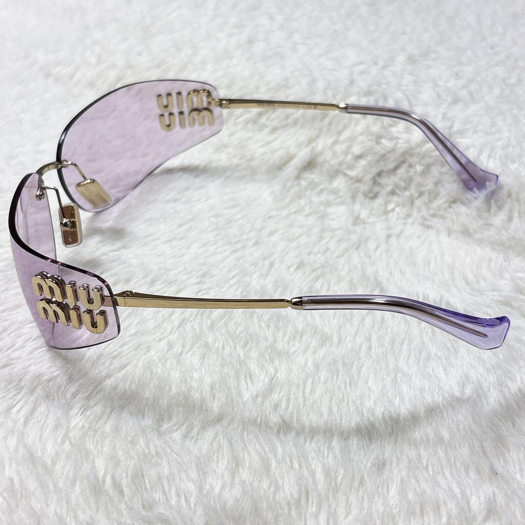 美品 ミュウミュウ サングラス ロゴ金具 夜明けのサングラス パープル