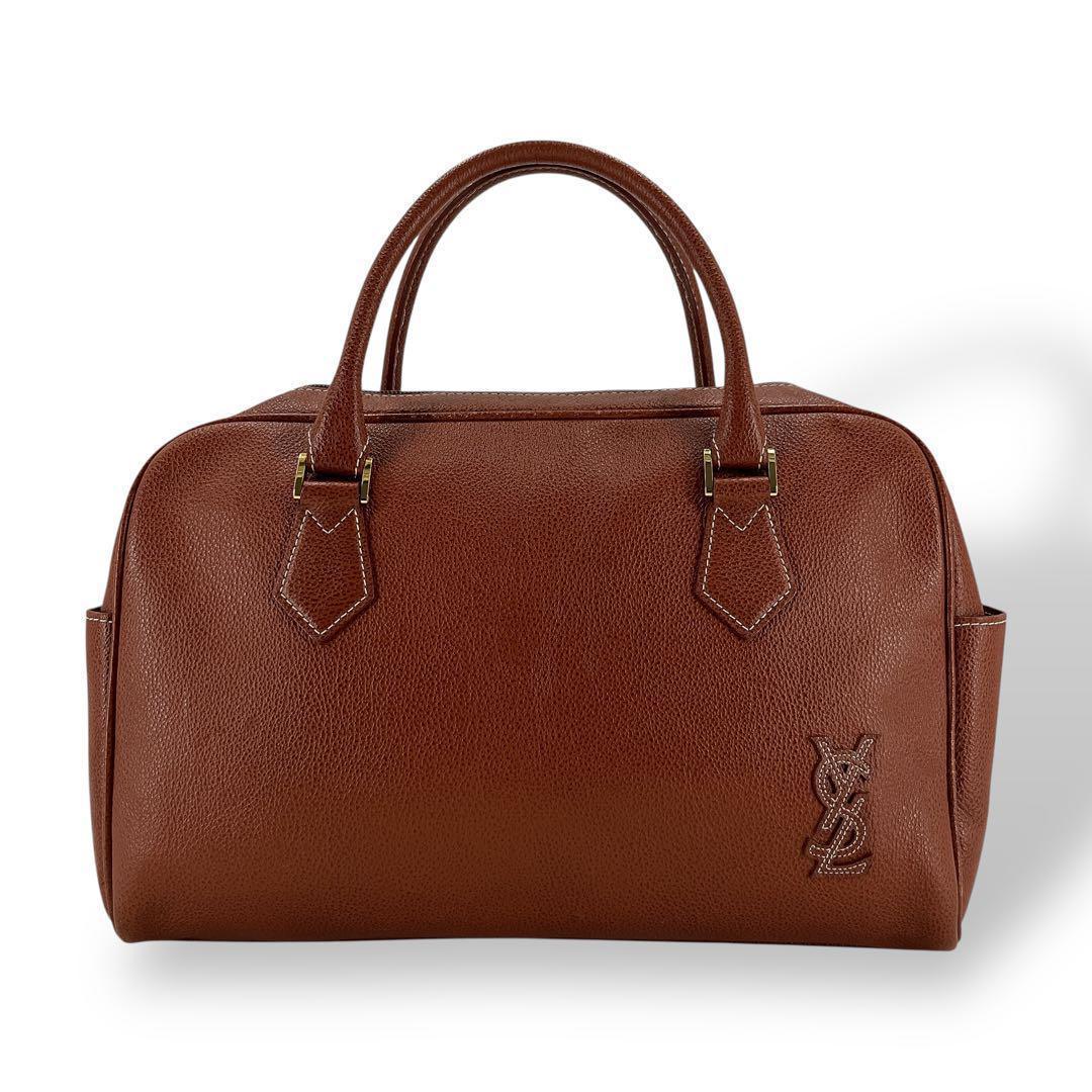 オールド　イヴサンローラン　ハンドバッグ　ミニボストン　エンボスロゴ　YSL Yves Saint Laurent（イヴ・サンローラン） 極 美品 イヴ サンローラン