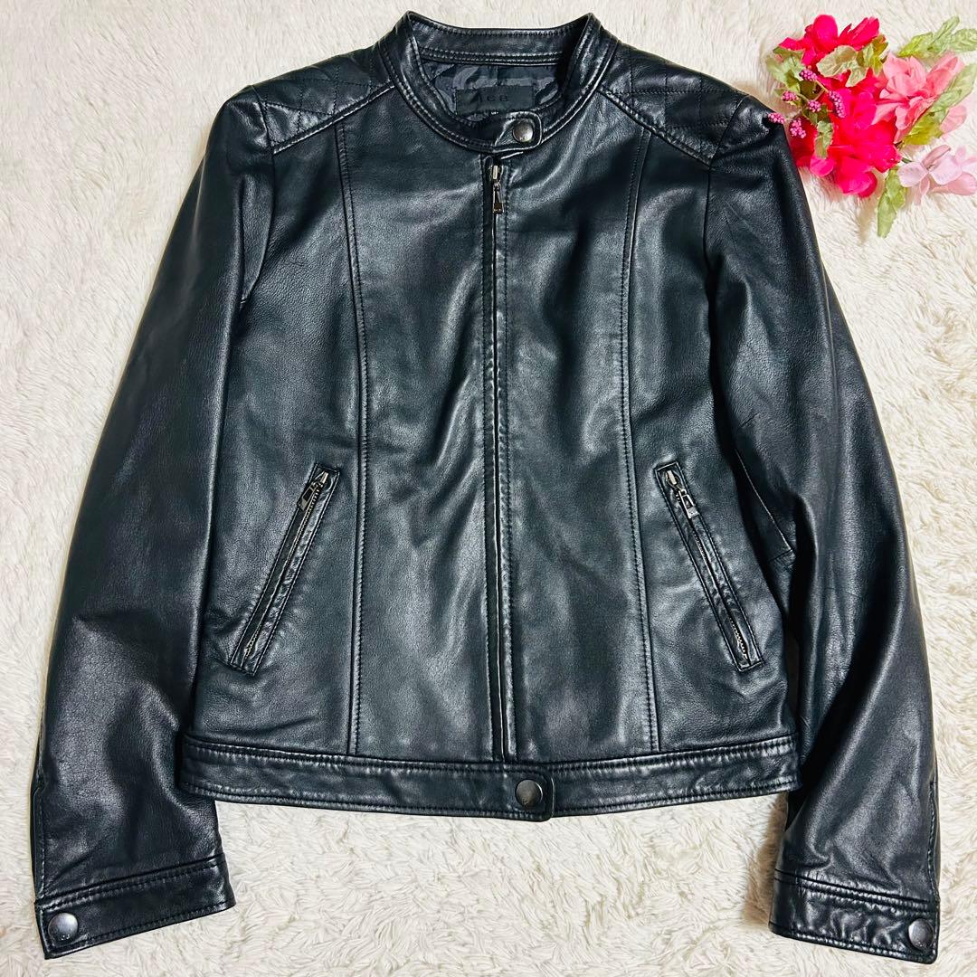 ICB シングルライダースジャケット　ラムレザー　羊革　ブラック　Mサイズ レザージャケット メンズ 本革 ラムレザー 羊革 ブラック 黒 M L XL 2L