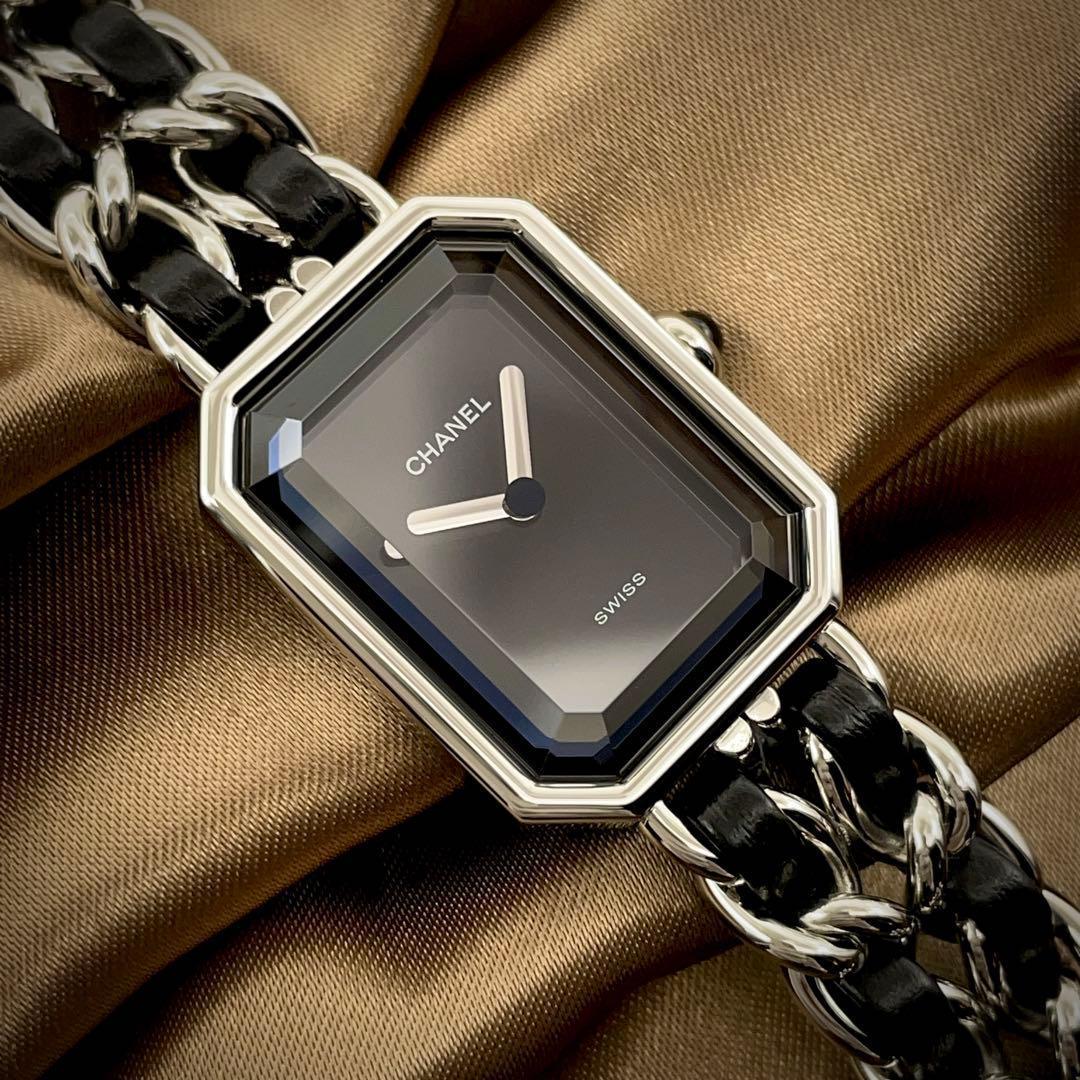 T205 シャネル プルミエールM H0451 ステンレスケースブレス クォーツ シャネル プルミエール M H0451 ブラック レディース 時計 【中古