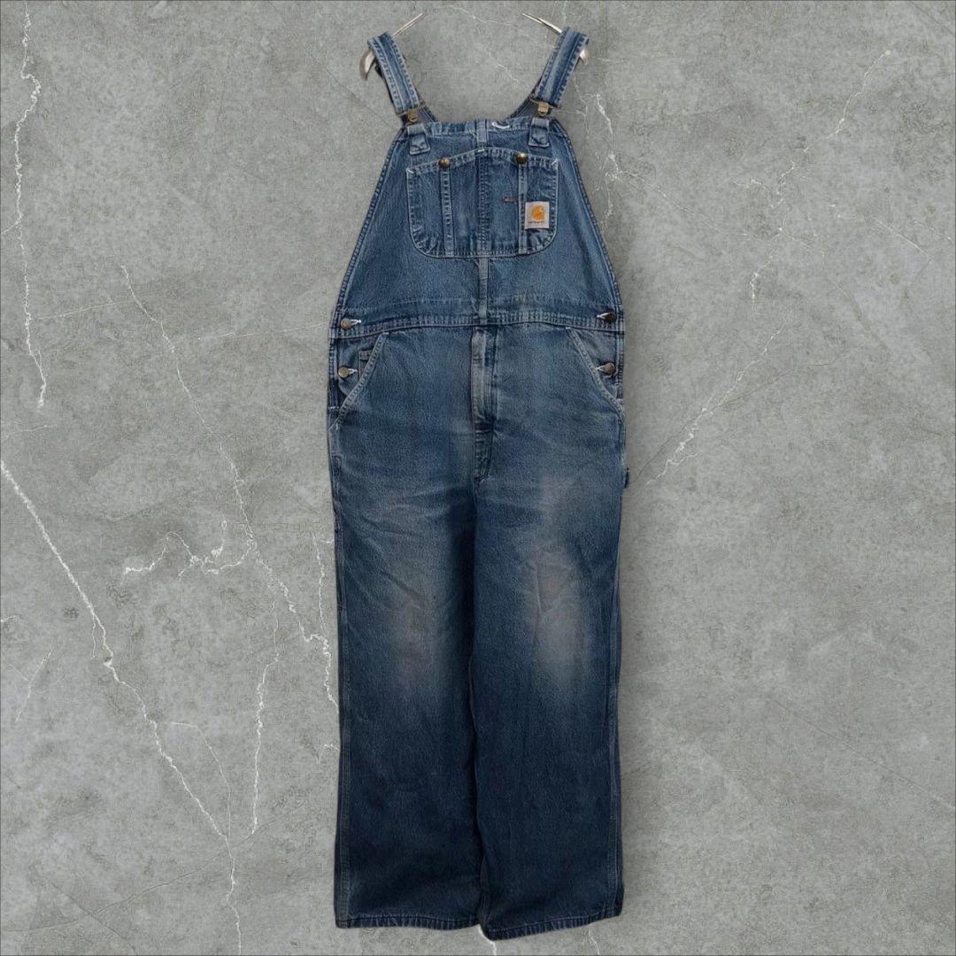 【k8912】USA古着カーハートデニムオーバーオールサロペットグランジフェード Carhartt（カーハート） オーバーオール サロペット オーバーオール