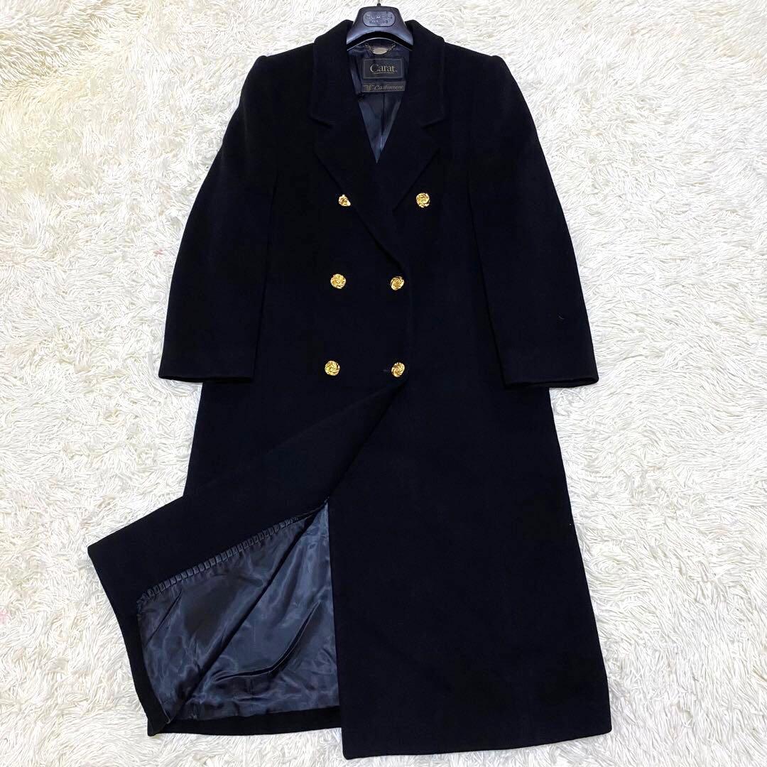 カシミヤ100%✨】Carat ダブルチェスターコート 金ボタン 黒 9 - メルカリ