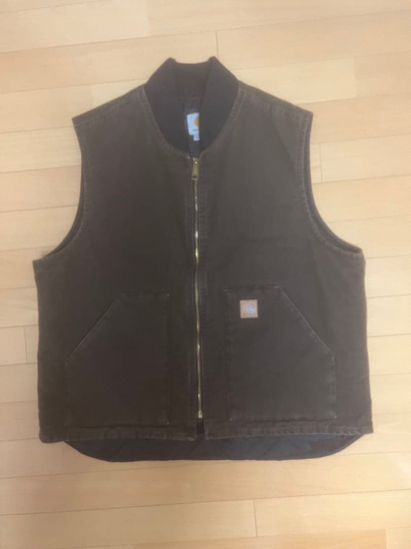 90s carhartt ダックベスト ダークブラウン メキシコ製 - メルカリ