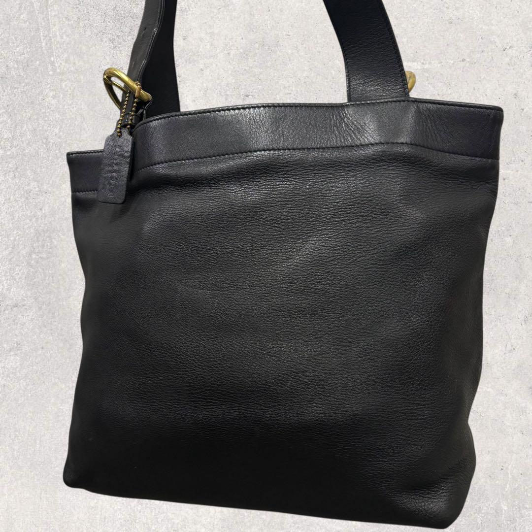 COACH オールドコーチ トートバッグ グラブタンレザー 黒 逆台形 A4