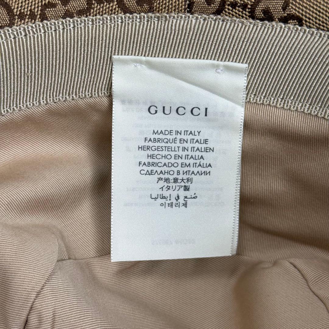 ほぼ未使用】グッチ バケットハット GGキャンバス ブラウン Sサイズ 57