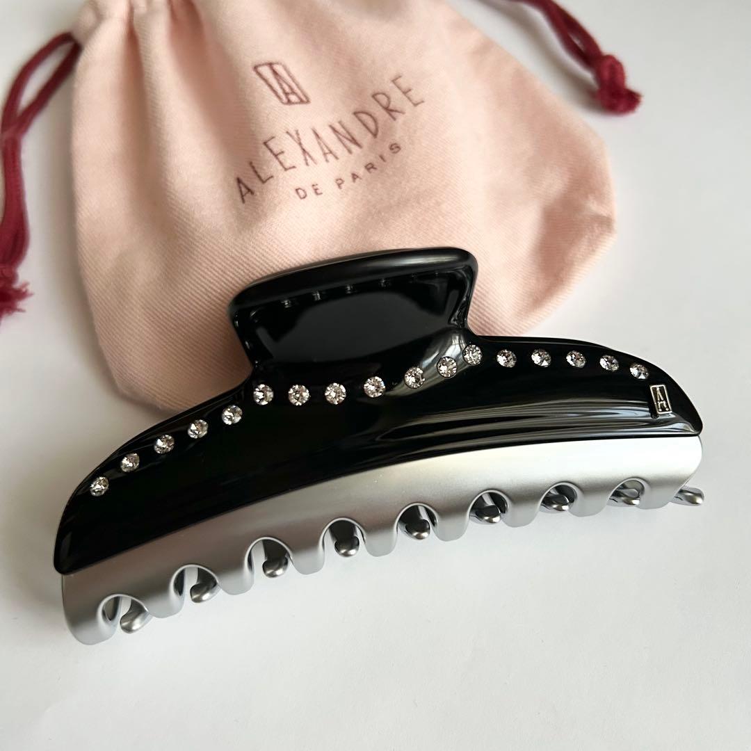 新品　ALEXANDRE DE PARIS ヘアクリップ　銀　黒　ヴァンドーム アレクサンドルドゥパリ ALEXANDRE DE PARIS ICCM-15571-02 ヘアー