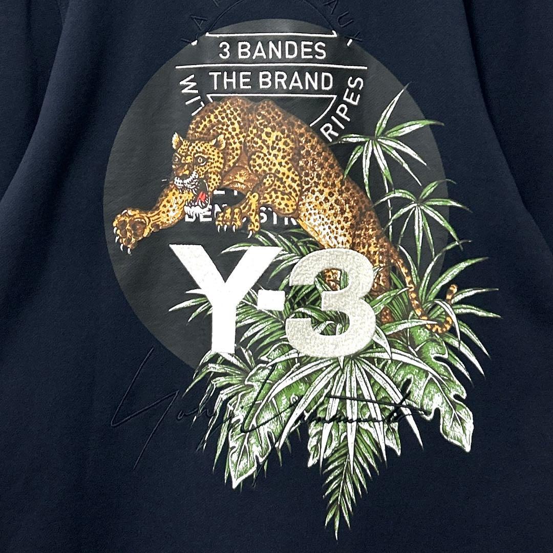 Y-3ワイスリー レオパードフーディー ビッグロゴスウェットパーカー