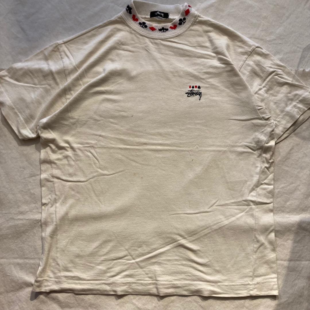 80s OLD STUSSY JACQUARD MOCK NECK SS TOP - メルカリ