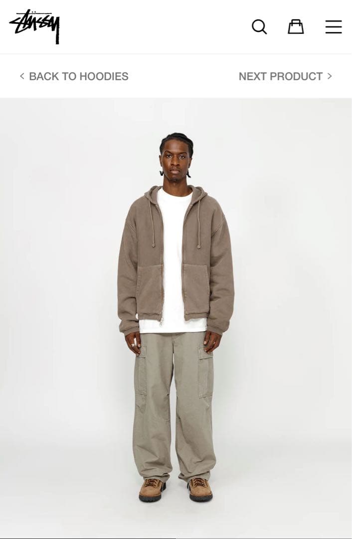 stussy WAFFLE LINED ZIP HOODIE - メルカリ