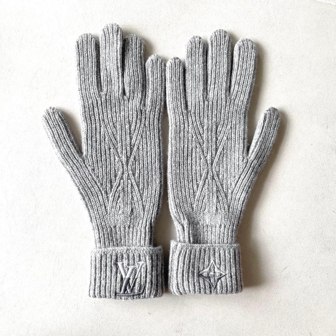 《未使用品》ルイヴィトン カシミヤ100% 手袋 グローブ ニット LVロゴ