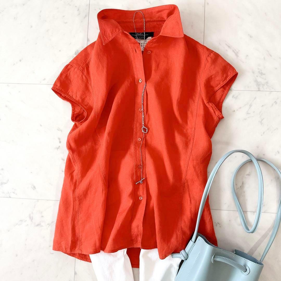 極美品♪マックスマーラ WEEKEND リネンフレンチスリーブシャツ イタリア製 MAXMARA WEEKEND LINE（マックスマーラウィークエンドライン） WEEKEND