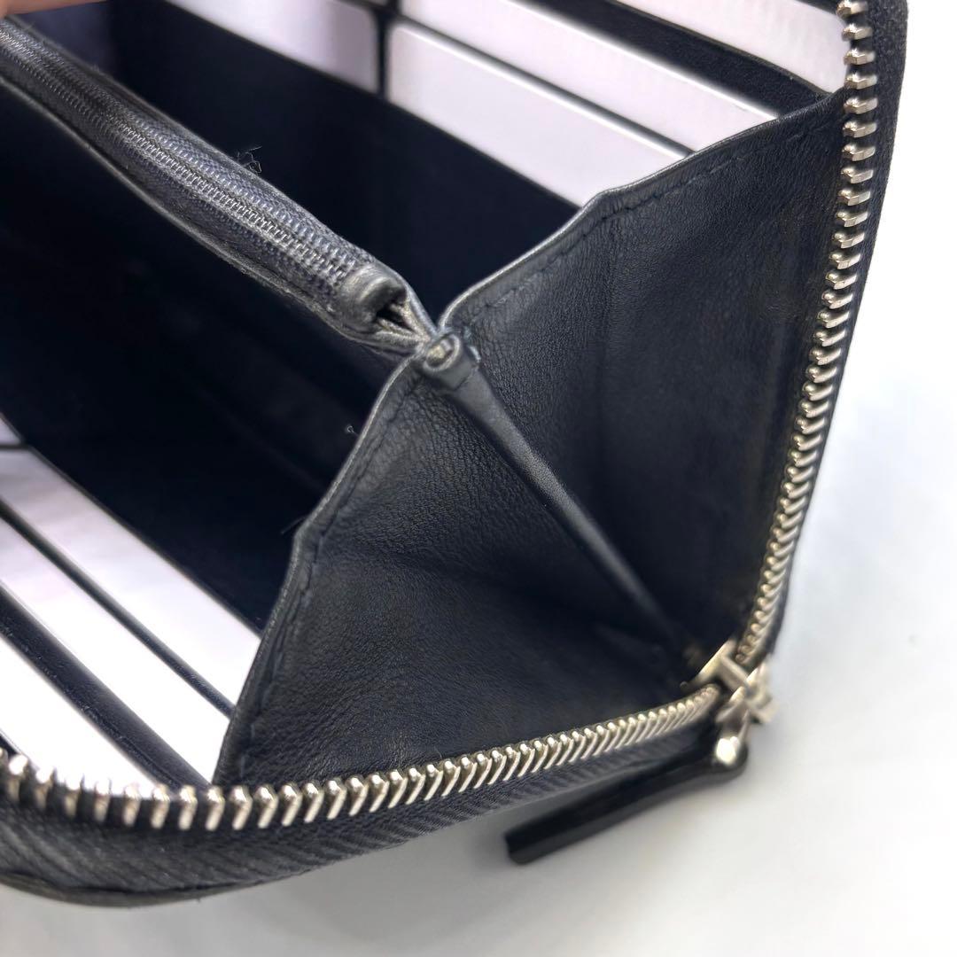 GUCCI グッチ シマ レザー ラウンドファスナー ブラックネイビー長財布