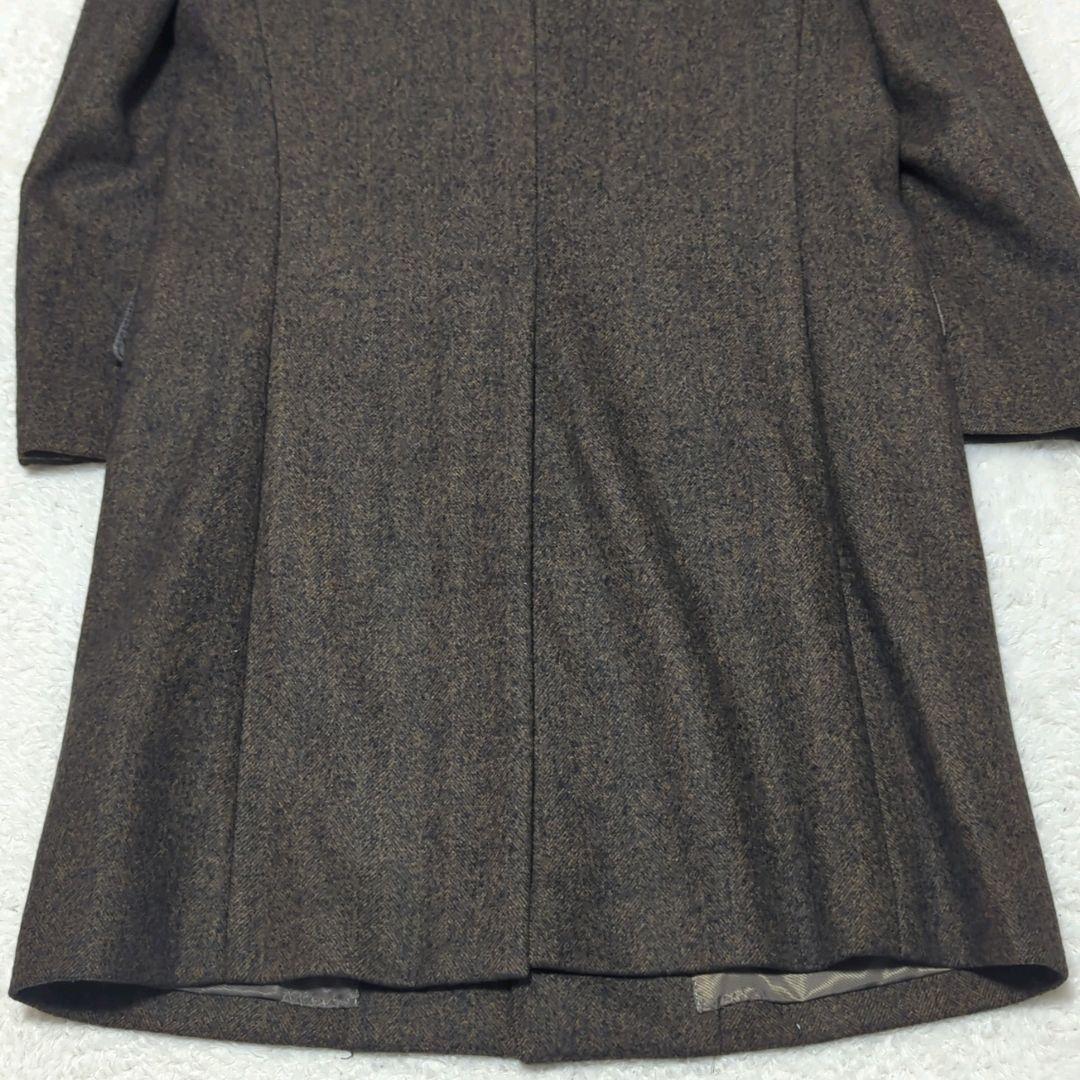 ロロピアーナ ブラウン ヘリンボーン柄 M ロングチェスターコート
