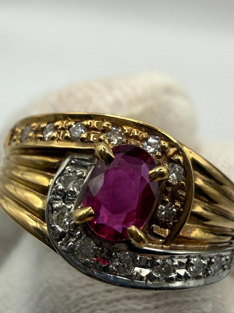 K18／Pt900 ルビー ダイヤモンド コンビリング 店舗展示未使用品