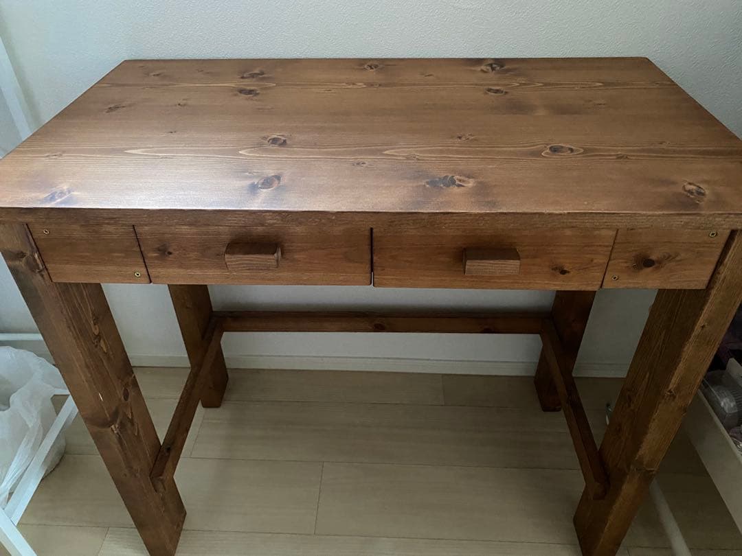 木製ブラウンテーブル＆椅子セット 楢無垢材 ダイニングセット（高さ 150cm 幅 70cm 奥行 80cm