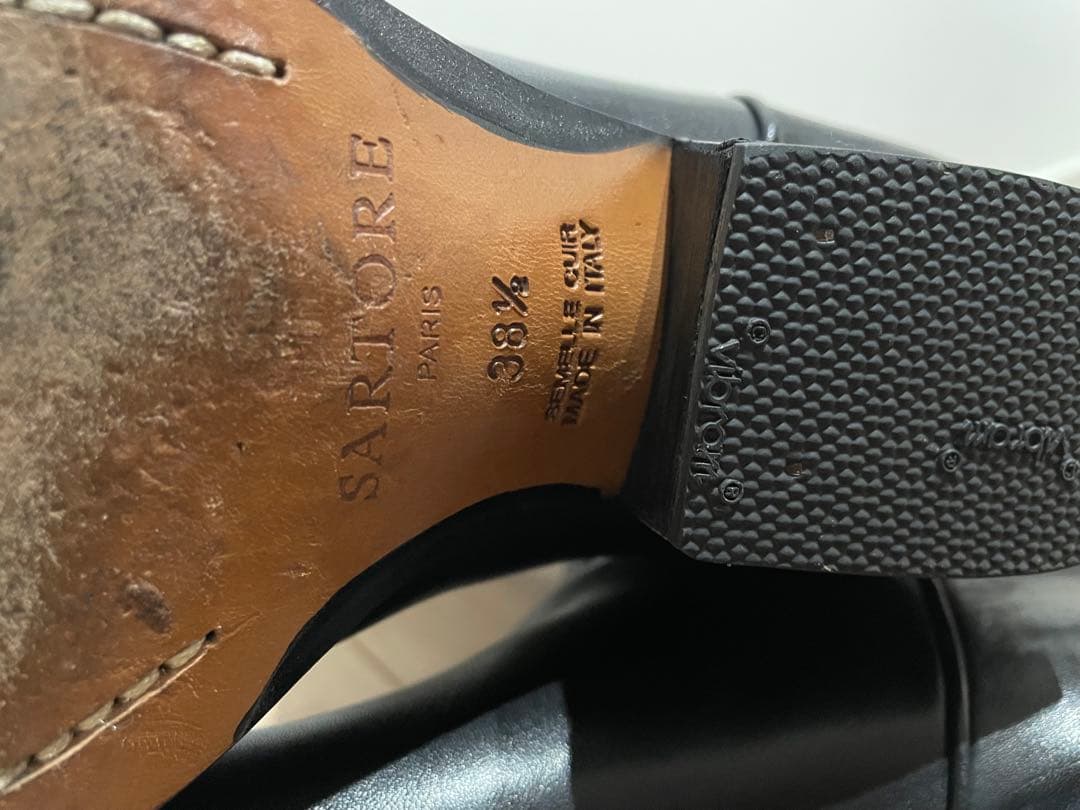 サルトル ウエスタンブーツ ブラック 刺繍 黒 38 1/2 24.5cm