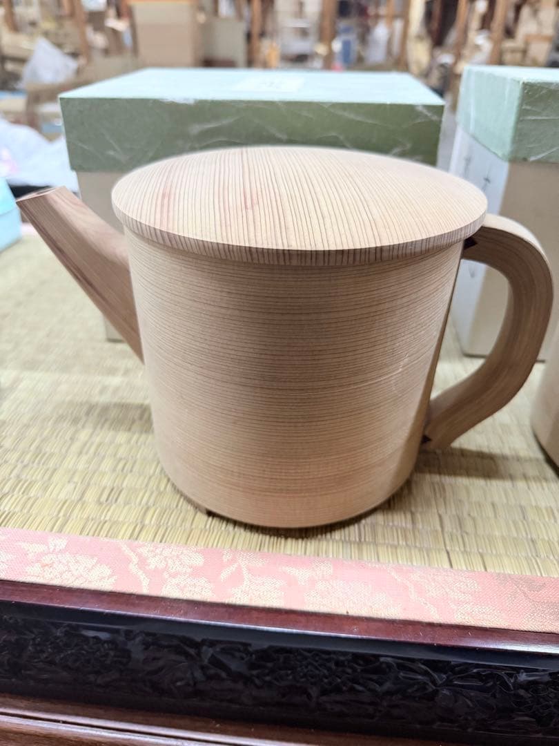 在銘　木地曲 片口水次 紙箱入り　片口水注 曲水次 木地曲げ　曲げ水指2点 茶道具 水次 水注 曲片口水次 木地 杢仙作 曲水次 曲水注 : 茶道具