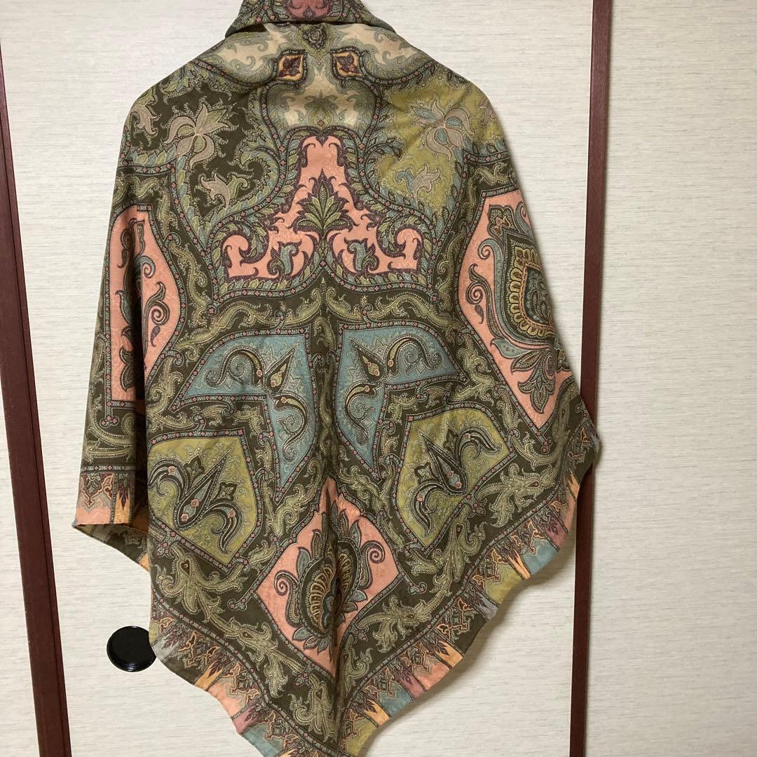 新品未使用ETROペイズリー柄 ストール グリーン ピンク140センチ