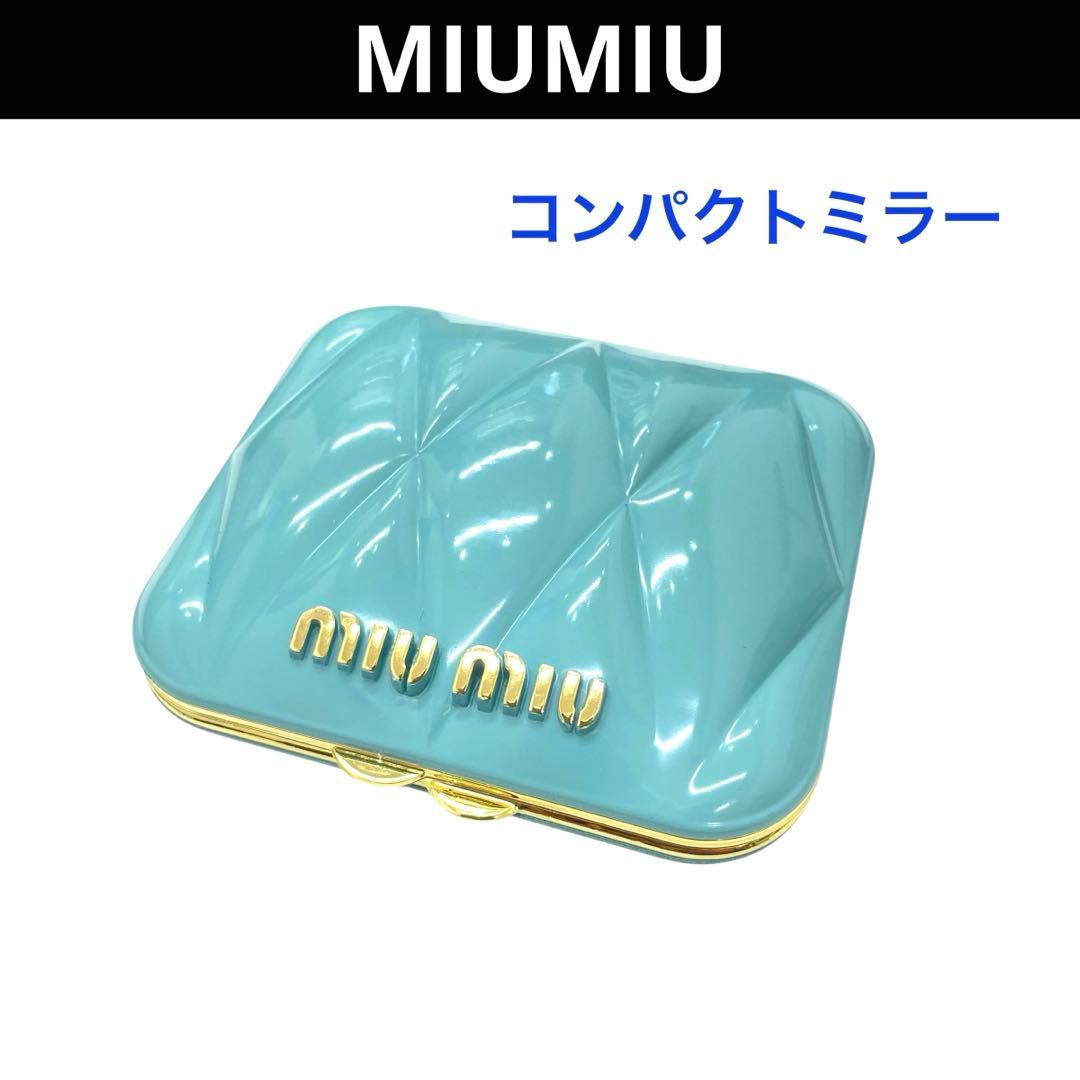 MIUMIU ミュウミュウ コンパクトミラー ブルー×ゴールド - メルカリ