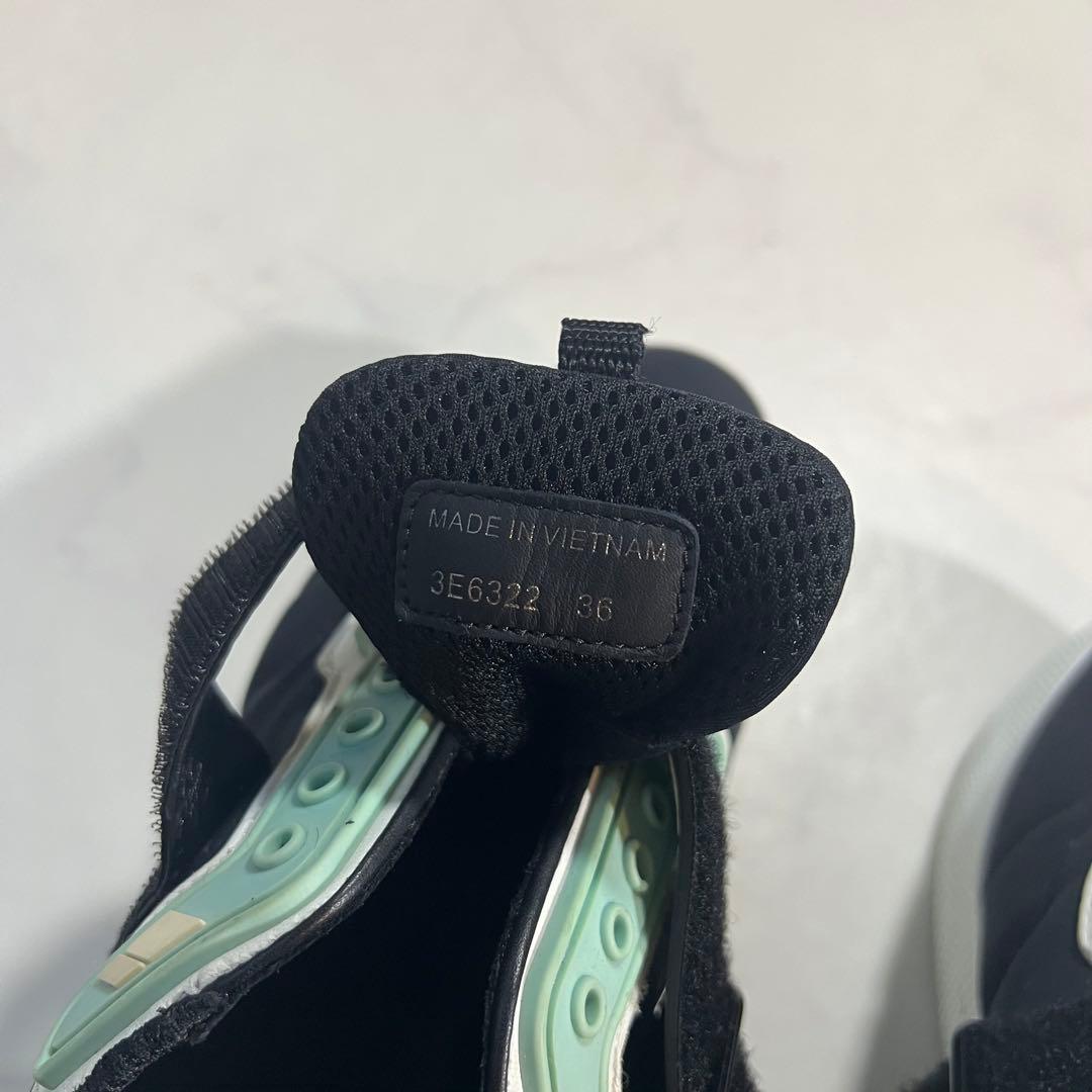 プラダスポーツ ベルクロ スニーカー 靴 黒 ラバーロゴ 花 23-23.5