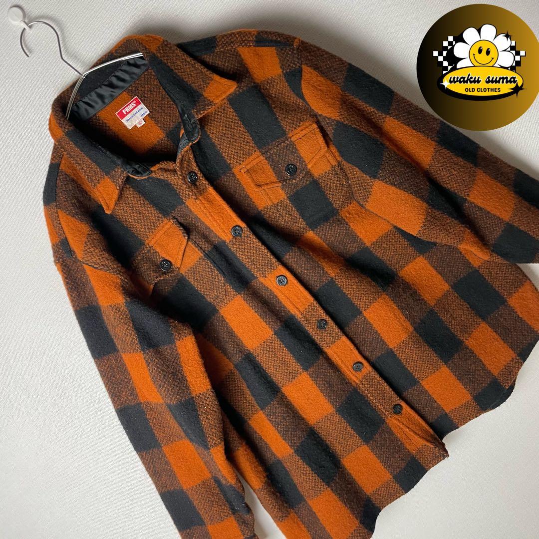 PRMS ウールジャケット オレンジ・黒 チェック柄 - メルカリ