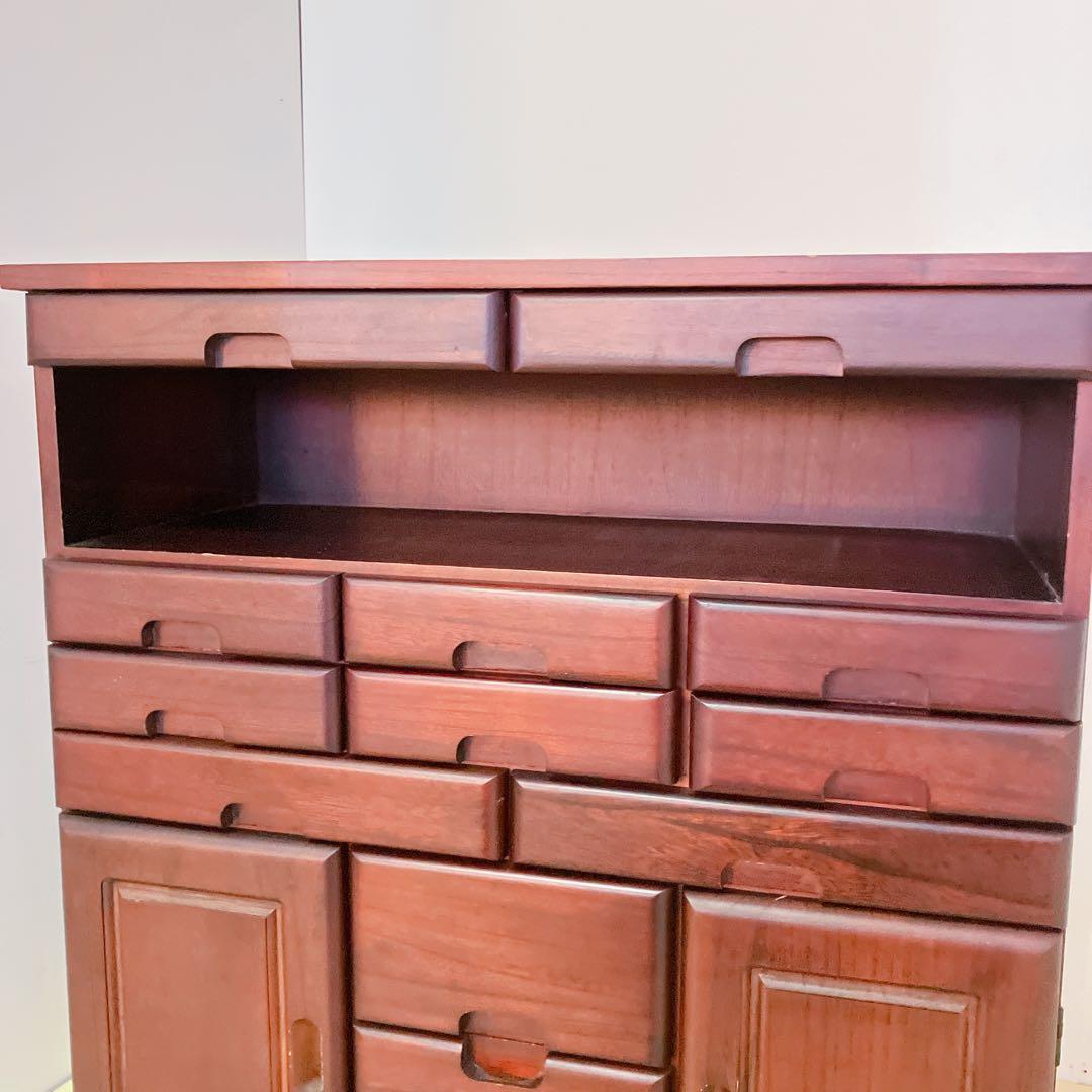 電話台 FAX台 キャビネット 12引き出し 2トビラ サイドチェスト