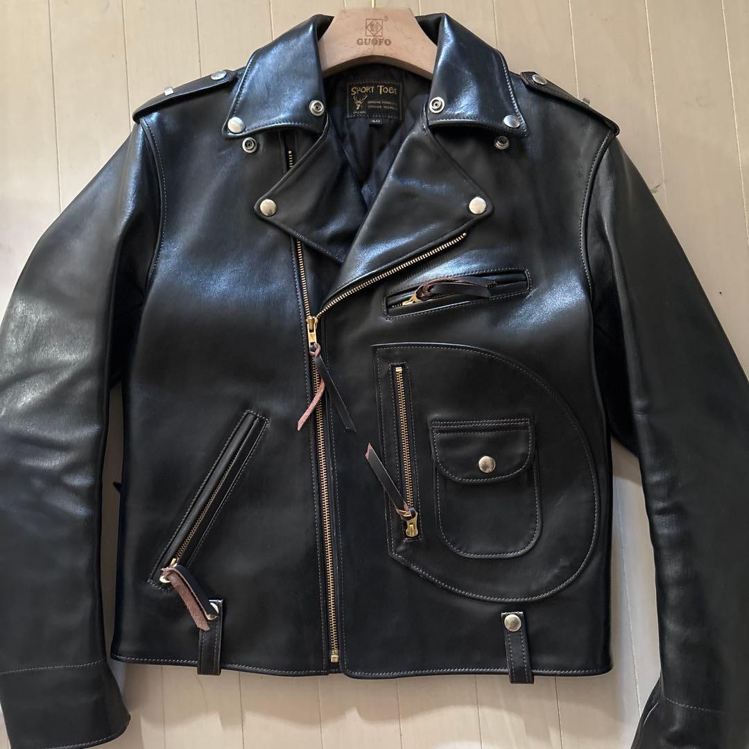 ホースハイド Dポケット ダブルライダースジャケット 40 - メルカリ