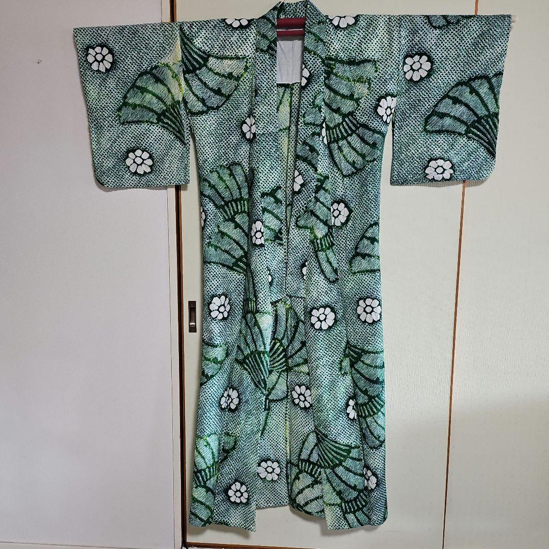 有松絞り 浴衣 緑 グリーン green green green＊有松鳴海絞り浴衣 緑 グリーン A743 | kimono tento