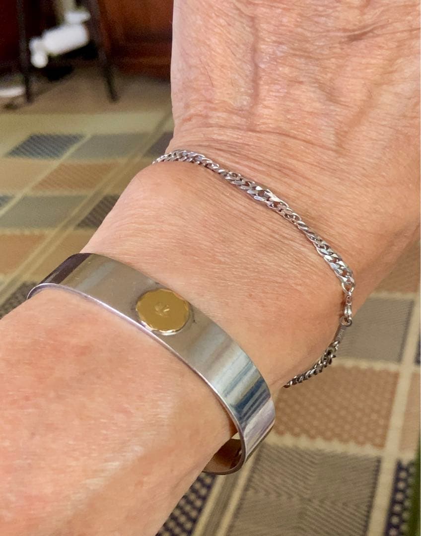 飛加藤様専用真贋保証goro's 平打ちブレスM バングル SV/k18中古鑑定