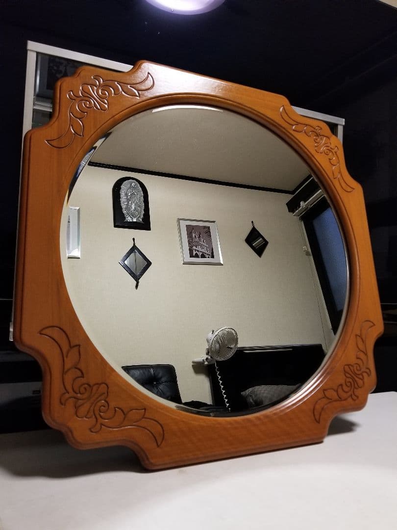 全身鏡 姿見 スタンドミラー 鏡 ラタン 籐製 ハート レトロ家具 ビンテージ