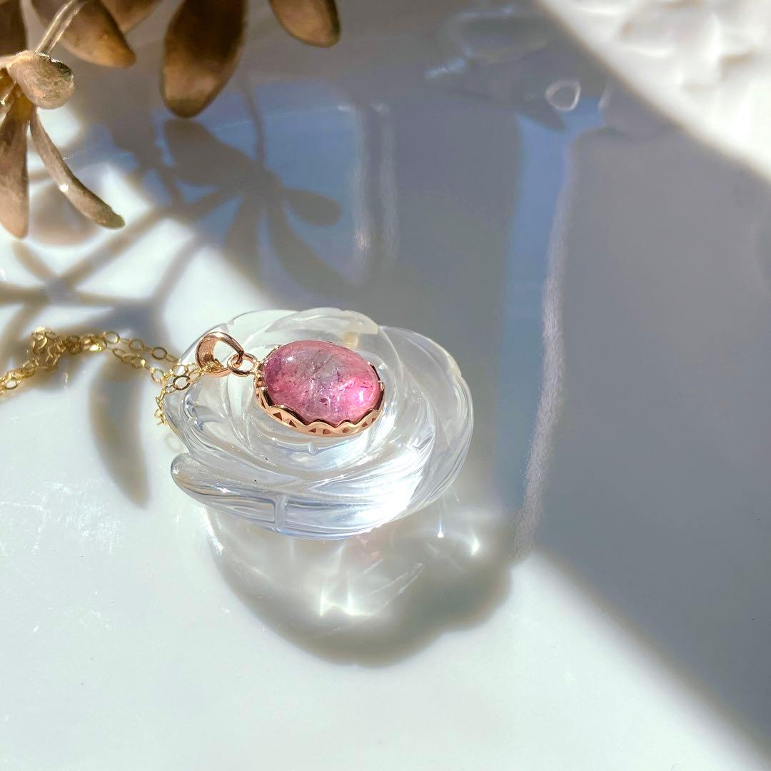 希少✧ピンク/ブルー✧大粒バイカラートルマリンネックレストップ