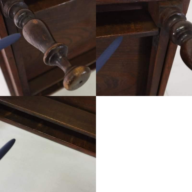 和製アンティーク 欅無垢 美しい杢目 折りたたみ脚 角ちゃぶ台 ロー