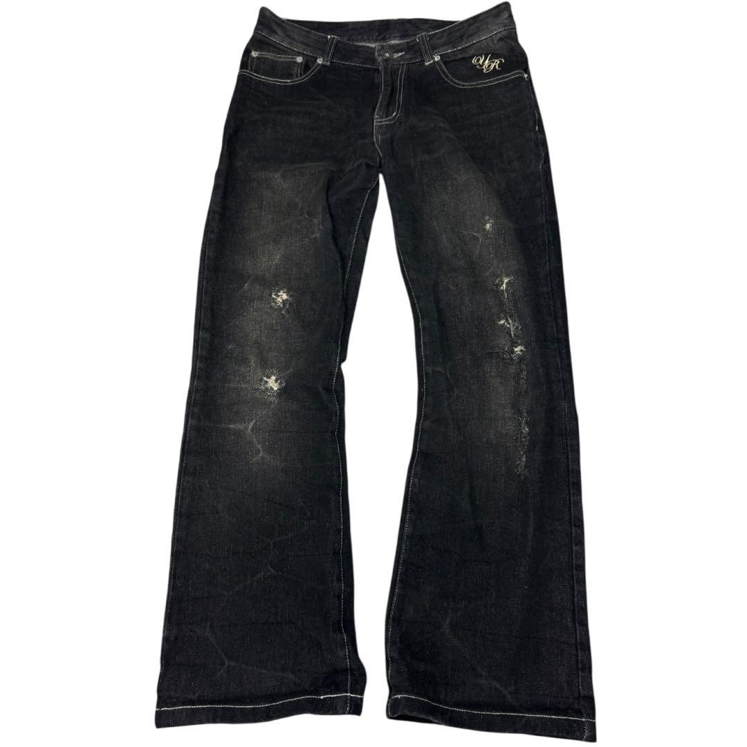 00s archive ブーツカットデニム 刺繍 平成 グランジ 英字 お兄系