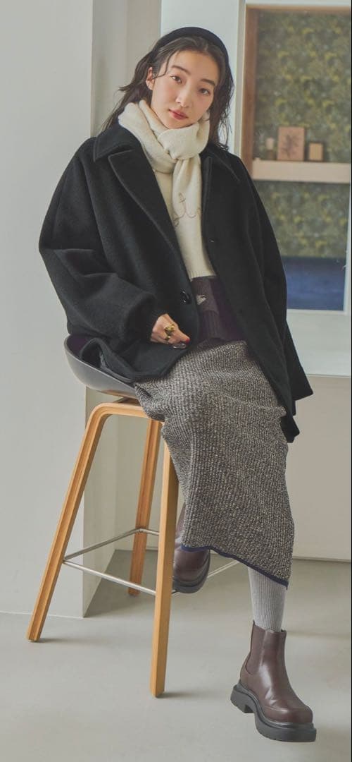 最終価格！niko and … ライトモッサドルマンジャケットコート ブラック