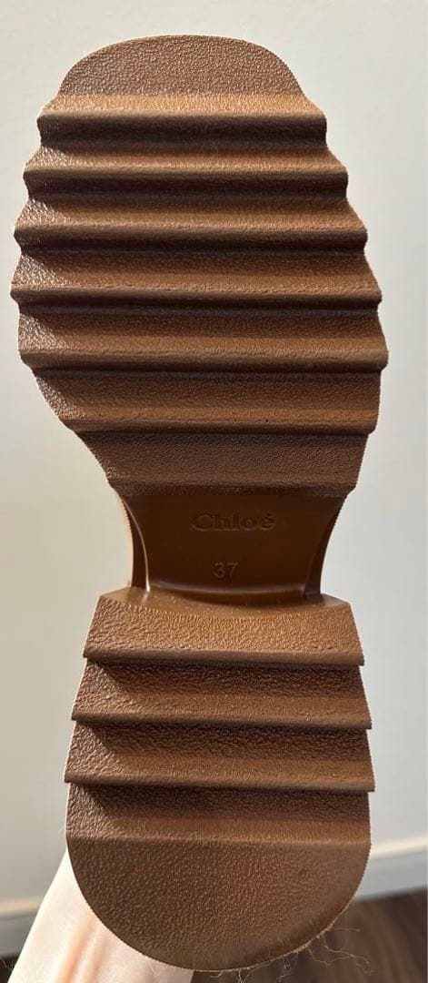 数回着用のみ♪ Chloe PVC キャンバスレインブーツ ブラウン 晴雨兼用