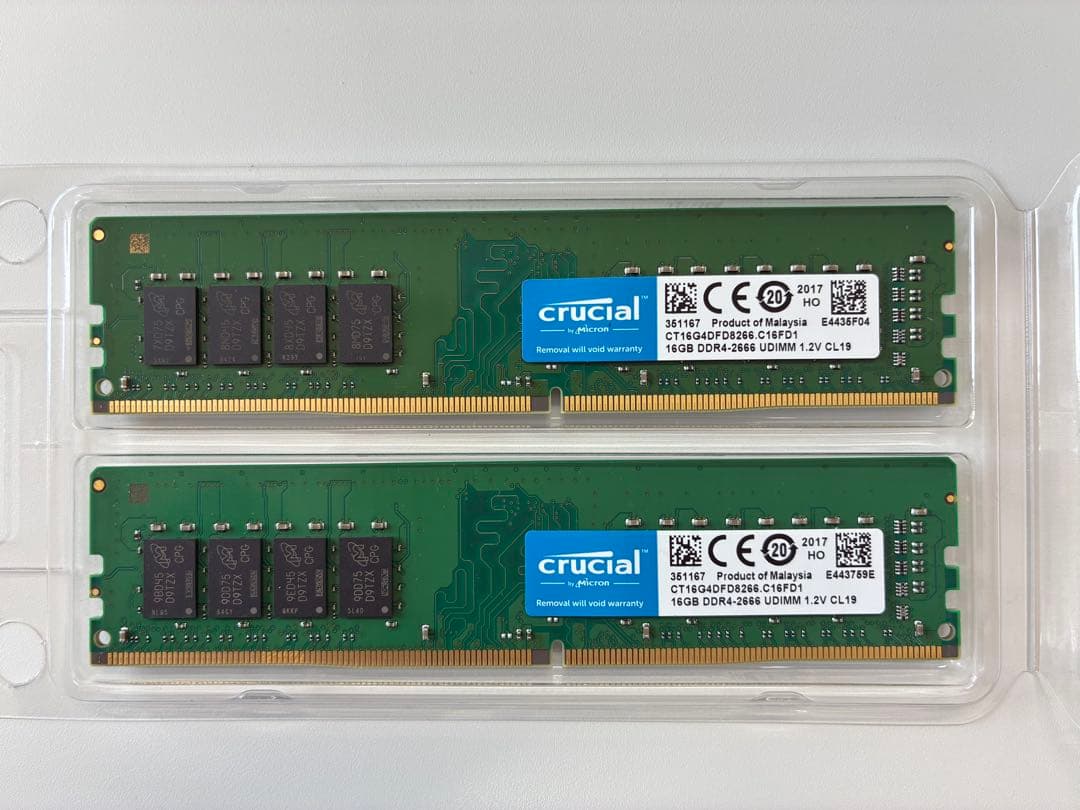 Crucial 16GB DDR4 2666 デスクトップ2枚32GB 中古 - メルカリ