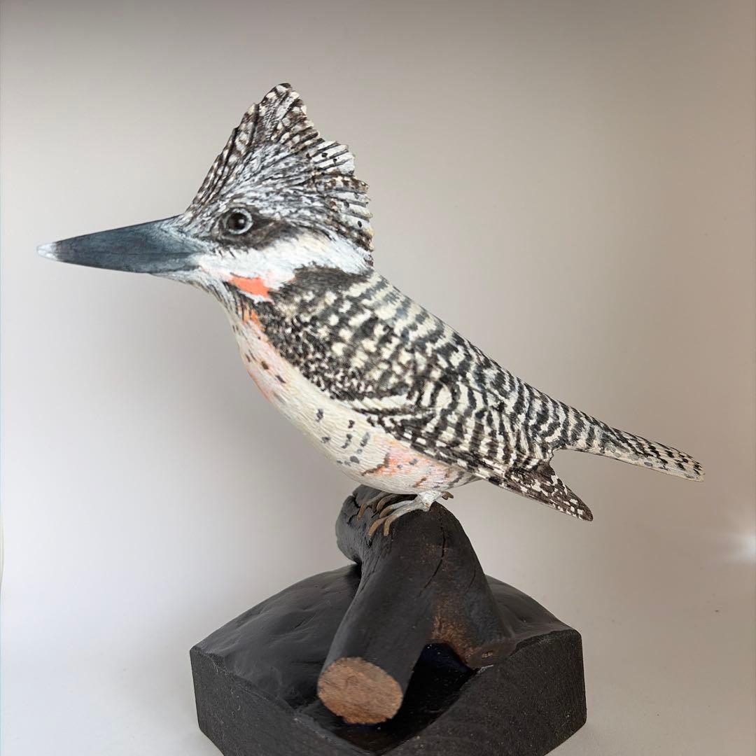 よち様専用品 「ヤマセミ」 リアルバードカービング 木彫りの野鳥 野鳥