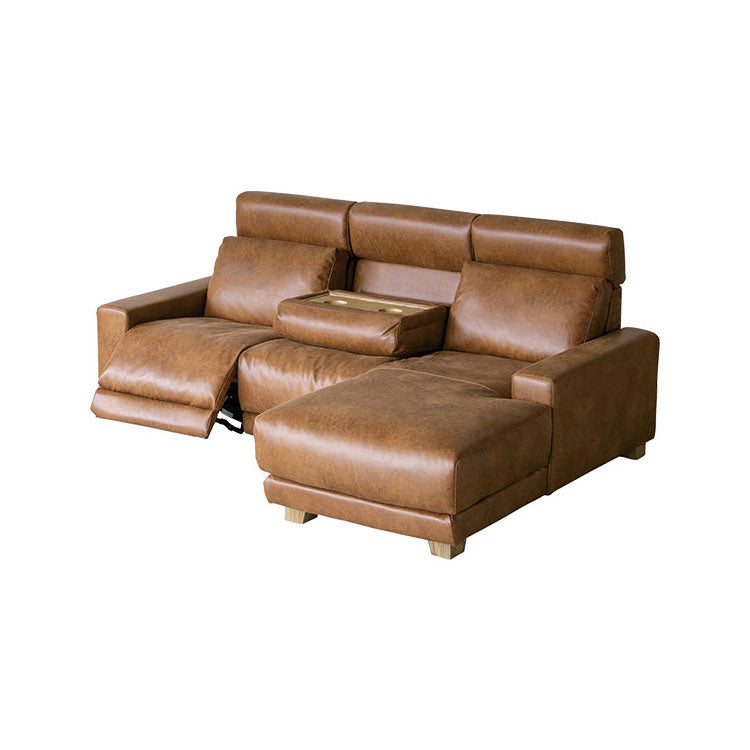 ハーデス ソファ 左カウチ オーカーブラウン（スーパーレザーテックス