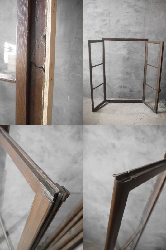 アンティーク ガラス窓枠 枠付き2枚セット B - FRANCEANTIQUE_STAGE