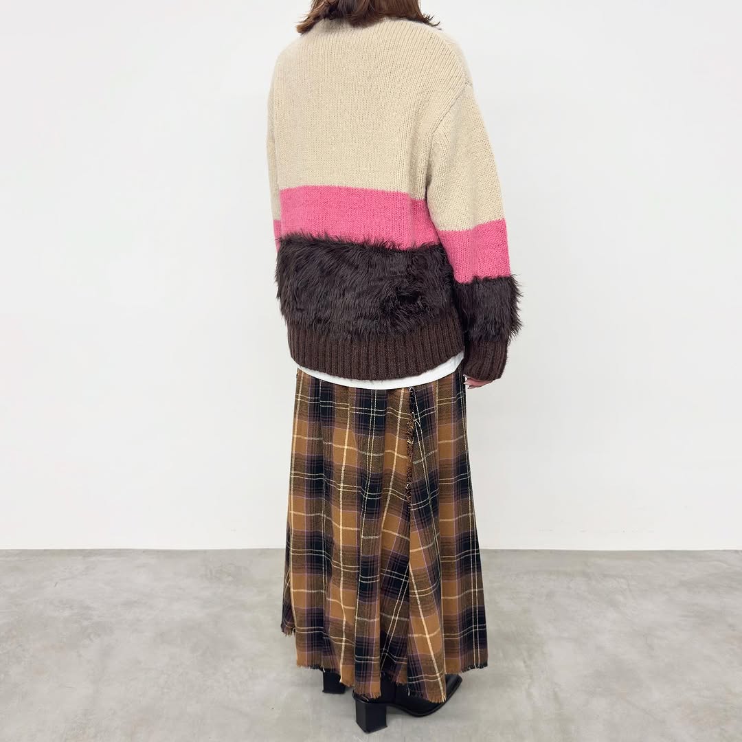 NUS】マルチカラーデザインハイネックニットプルオーバー/552-35503