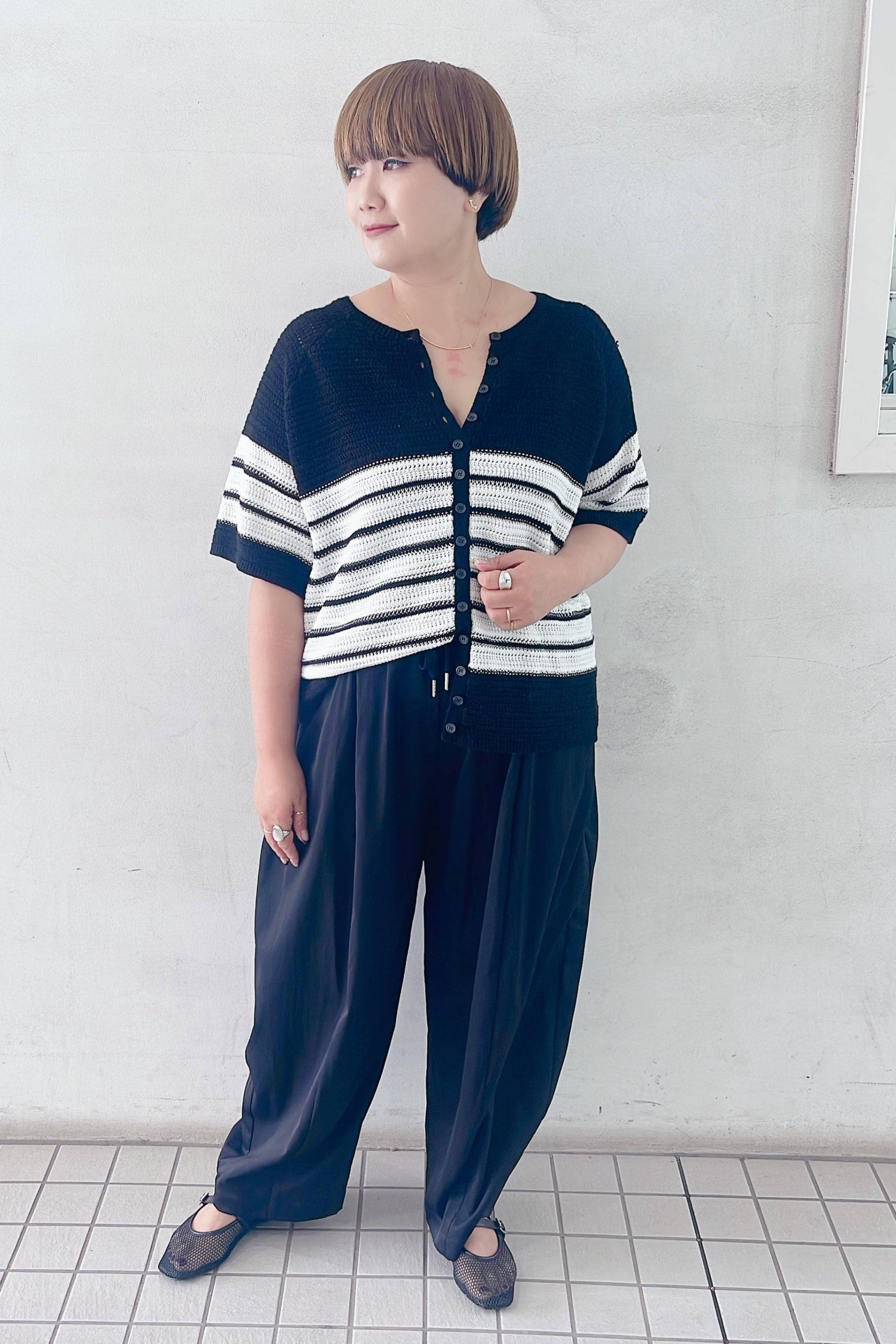 最終値下げ！CYAN TOKYO ニットライク ワッフルレースブルゾン グレー